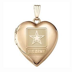 14k Yellow Gold Heart Army Picture Locket