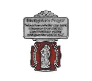 Saint Florian Firefighters Prayer Religious Metal Visor Clip