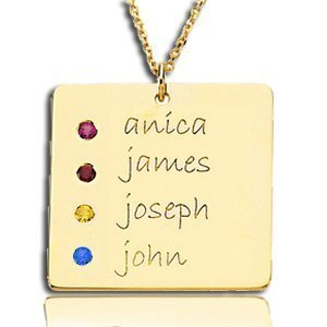 with Four Birthstones Square Pendant