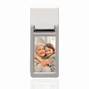 Stainless Steel Rectangular Photo Engraved Money Clip