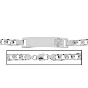 Solid 14K White Men s Gold Curb Link Medical ID Bracelet