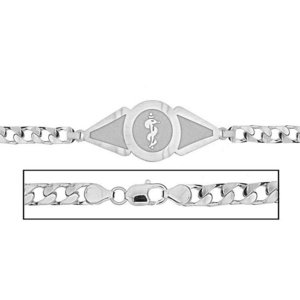 Solid 14K White Gold Men s Curb Link Medical ID Bracelet