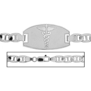 Solid 14K White Gold Men s Anchor Link Medical ID Bracelet