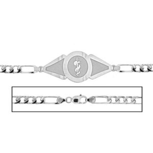 Sterling Silver Men s Figaro Link Medical ID Bracelet