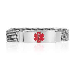 Men s Stainless Steel Medical ID Magnetic Clasp Mesh Bracelet