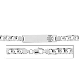 Solid 14K White Gold Women s Curb Link Medical ID Bracelet