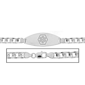 Solid 14K White Gold Women s  Curb Link Medical ID Bracelet