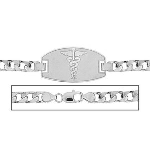 Solid 14K White Gold Children s Curb Link Medical ID Bracelet