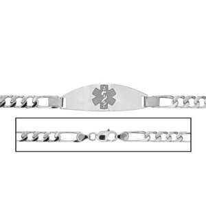 Solid 14K White Gold Children s Figaro Link Medical ID Bracelet