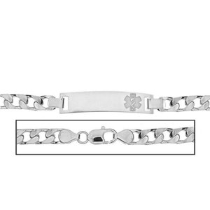 Solid 14K White Children s Gold Curb Link Medical ID Bracelet