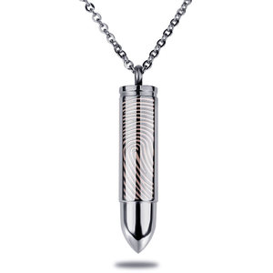 Bullet Shaped Cremation and Ash Vessel with Fingerprint