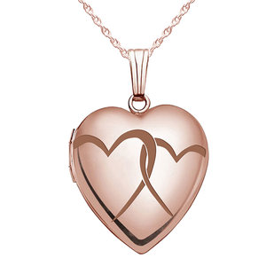 Rose Gold  Interlocking Hearts  Heart Locket