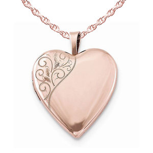 Rose Gold Plated Floral Heart Photo Locket