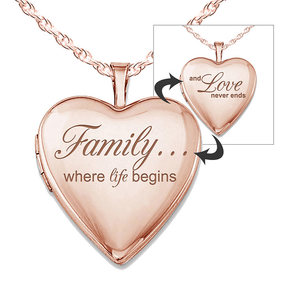 Rose Gold Plated Family Love Heart Photo Locket