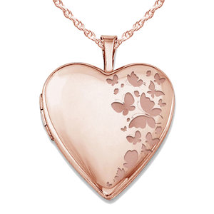 Rose Gold Plated  Butterflies  Heart Photo Locket