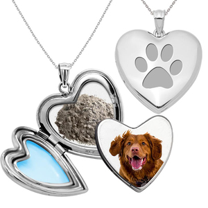 Dog Paw Print Cremation   Hair Photo Locket