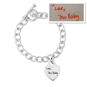 Sterling Silver Tiffany Style Handwriting Bracelet W  Toggle Lock