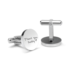 Personalized Handwriting Men s Round Cufflinks