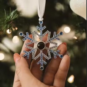 Photo Projection Blue Snow Flake Tree ornament