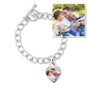 Sterling Silver Tiffany Style Photo Bracelet W  Toggle Lock