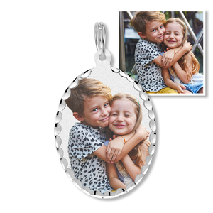 Petite Oval with Diamond Cut Edge Photo Pendant Picture Charm