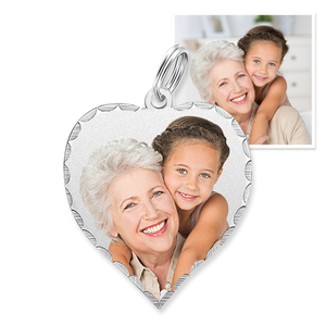 Petite Heart with Diamond Cut Edge Photo Pendant Picture Charm