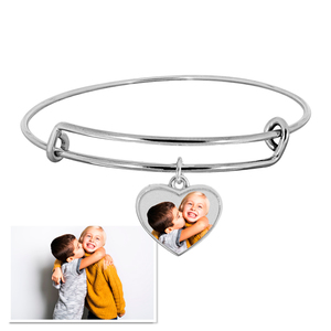 Expandable   Photo Charm Heart Expandable Bracelet