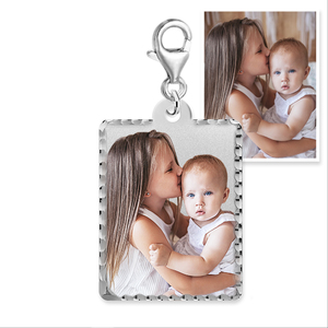 Petite Rectangle w  Diamond Cut Edge photo pendant charm