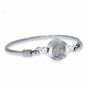 Stainless Steel Saint Luke Bangle Bracelet