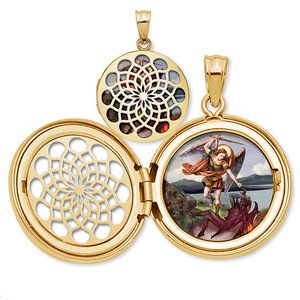 Saint Michael Ornate Cut out Round Locket