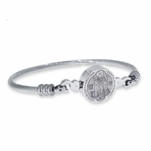 Stainless Steel Saint Benedict Bangle Bracelet