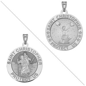 Cheerleader   Saint Christopher Doubledside Sports Religious Medal  EXCLUSIVE 