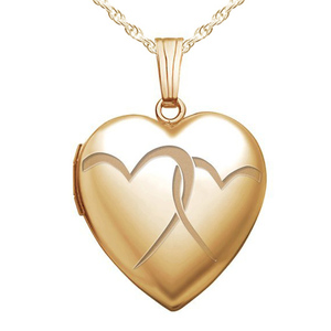 14k Yellow Gold Interlocking Hearts Photo Locket