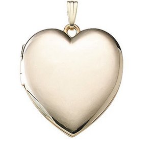 Solid 14K Yellow Gold Large Heart Photo Locket