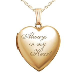 14k Yellow Gold Always In My Heart Photo Locket