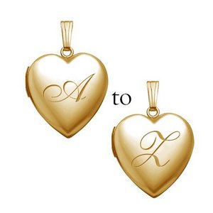 Solid 14K Yellow Gold Initial Heart Photo Locket