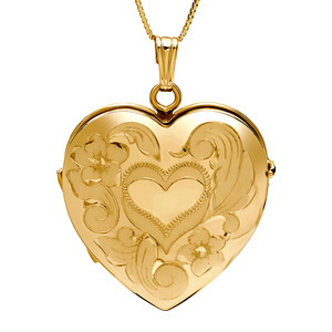 Yellow Gold Floral Heart 4 Photo Locket