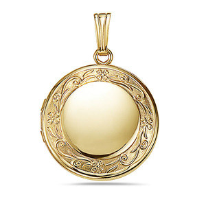 Solid 14k Yellow Gold Round Photo Locket