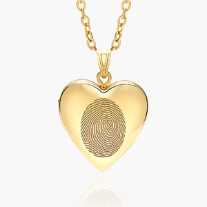 Yellow Gold Fingerprint Heart Locket