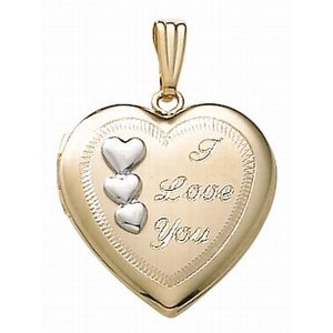 14K Gold Filled I Love You Heart Photo Locket