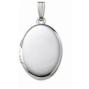 14k White Gold Oval  Locket