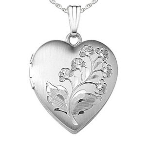 14K White Gold Flower Photo Locket