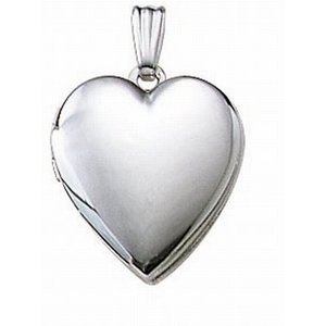 14K White Gold Small Heart Photo Locket