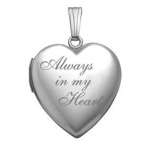 14K White Gold Always in My Heart Photo Locket