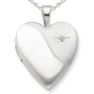 Sterling Silver Diamond Heart Photo Locket