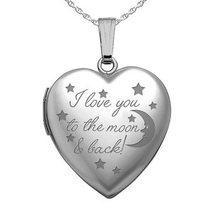 Sterling Silver   To The Moon   Back   Heart Photo Locket