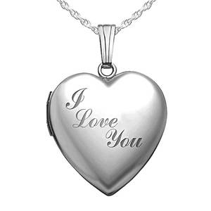 Sterling Silver  I Love You  Heart Photo Locket