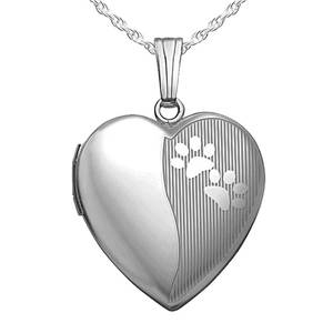 Paw Prints Heart Photo Locket