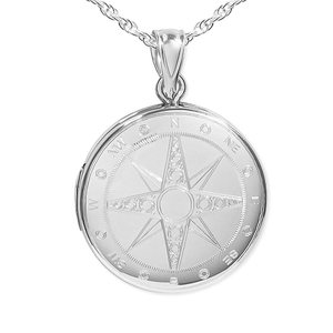 Sterling Silver Nautical Compass Round Photo Locket