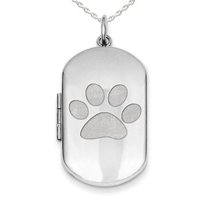 Sterling Silver Dog Tag Dog Paw Photo Locket